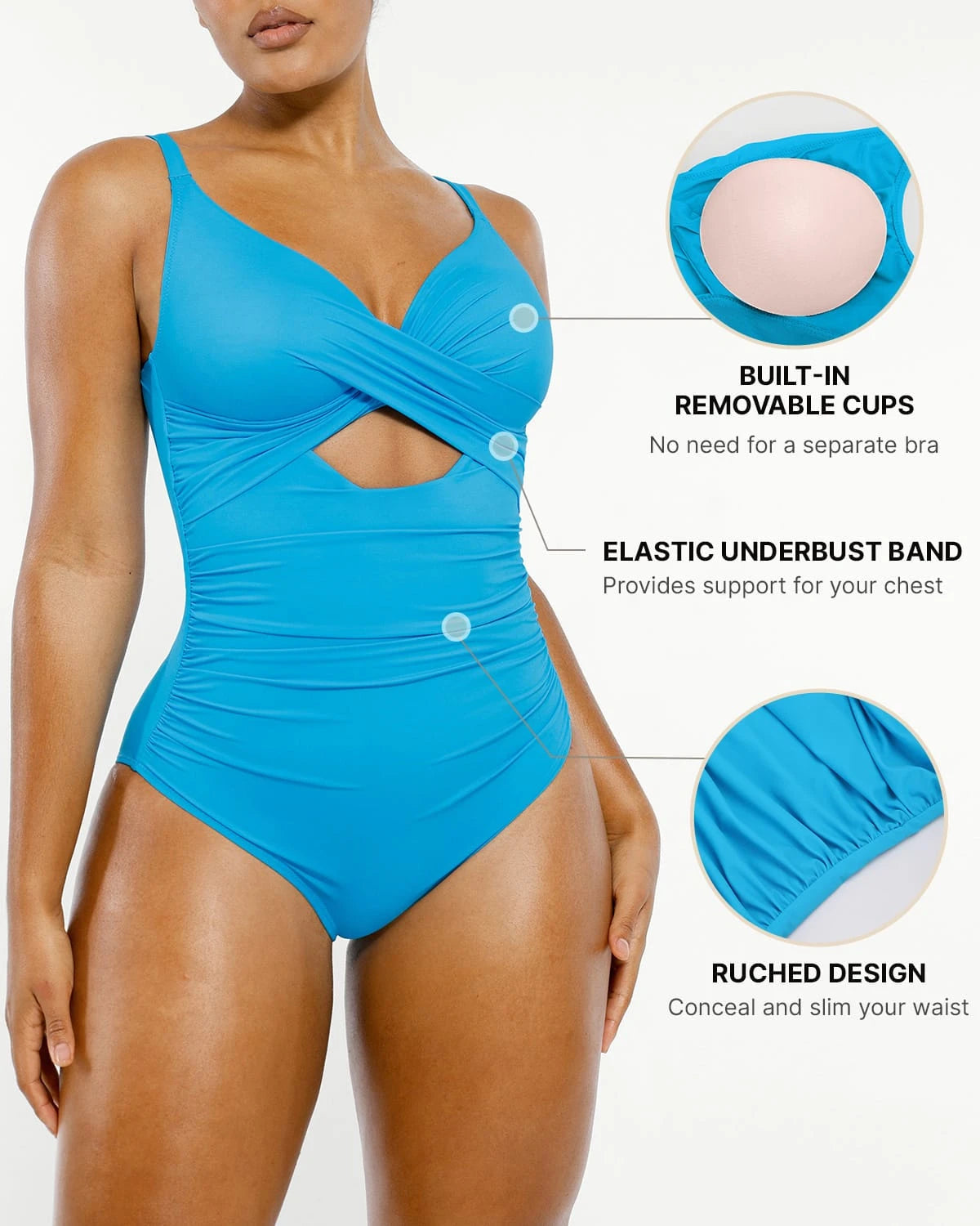 Smart Sculpt™ Ribbed Cutout-Front Shaping Swimsuit