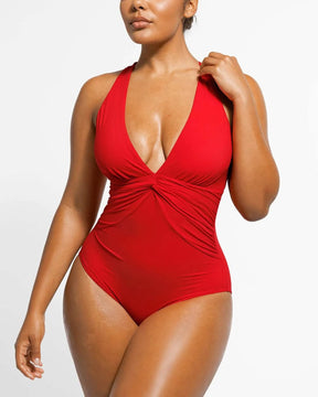 Smart Sculpt™ Ruched Twist-Front Shaping Swimsuit