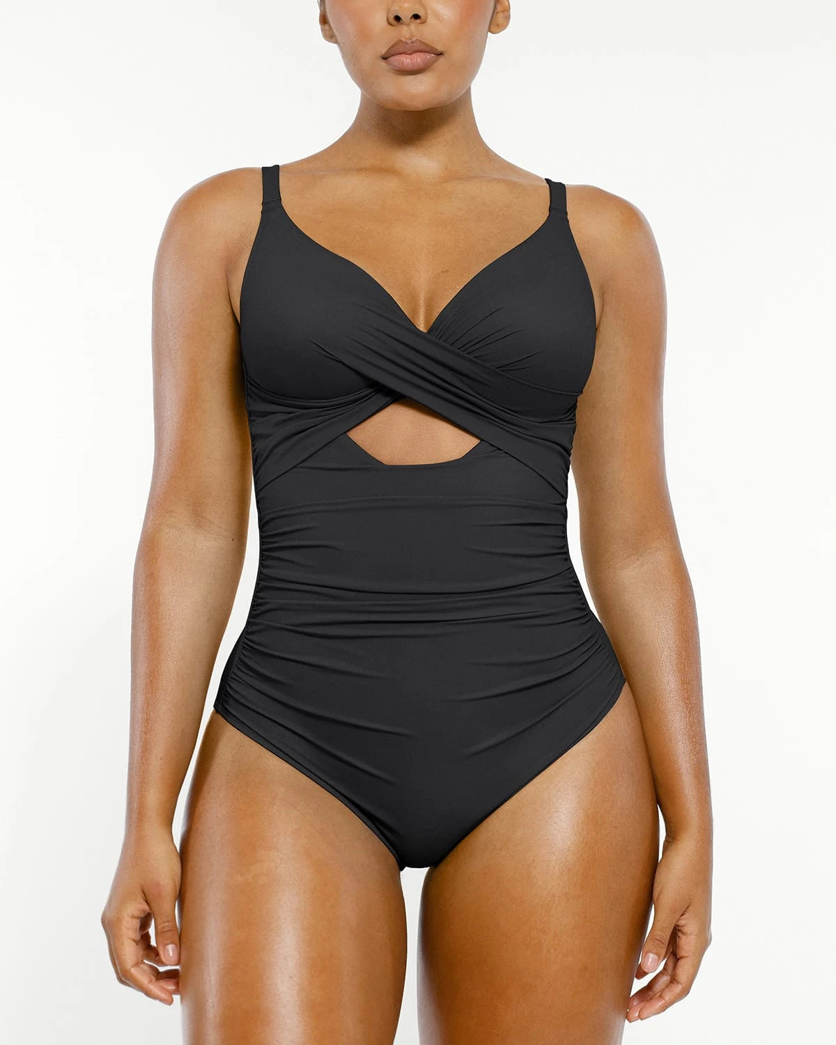 Smart Sculpt™ Ribbed Cutout-Front Shaping Swimsuit