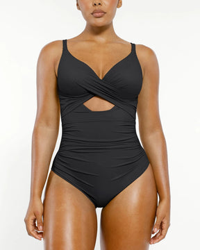 Smart Sculpt™ Ribbed Cutout-Front Shaping Swimsuit