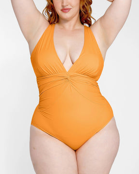 Smart Sculpt™ Ruched Twist-Front Shaping Swimsuit