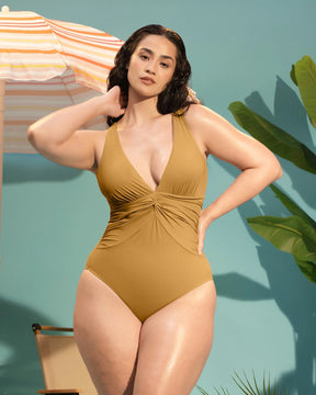 Smart Sculpt™ Ruched Twist-Front Shaping Swimsuit