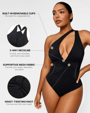 Smart Sculpt™ Ruched Twist-Front Shaping Swimsuit