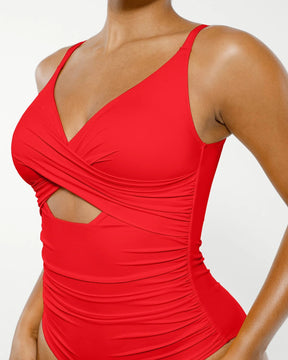 Smart Sculpt™ Ribbed Cutout-Front Shaping Swimsuit