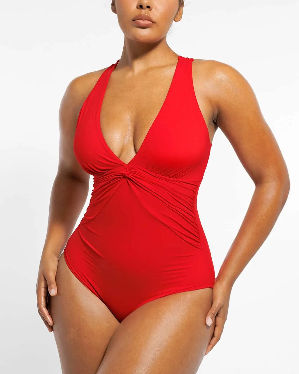 Smart Sculpt™ Ruched Twist-Front Shaping Swimsuit