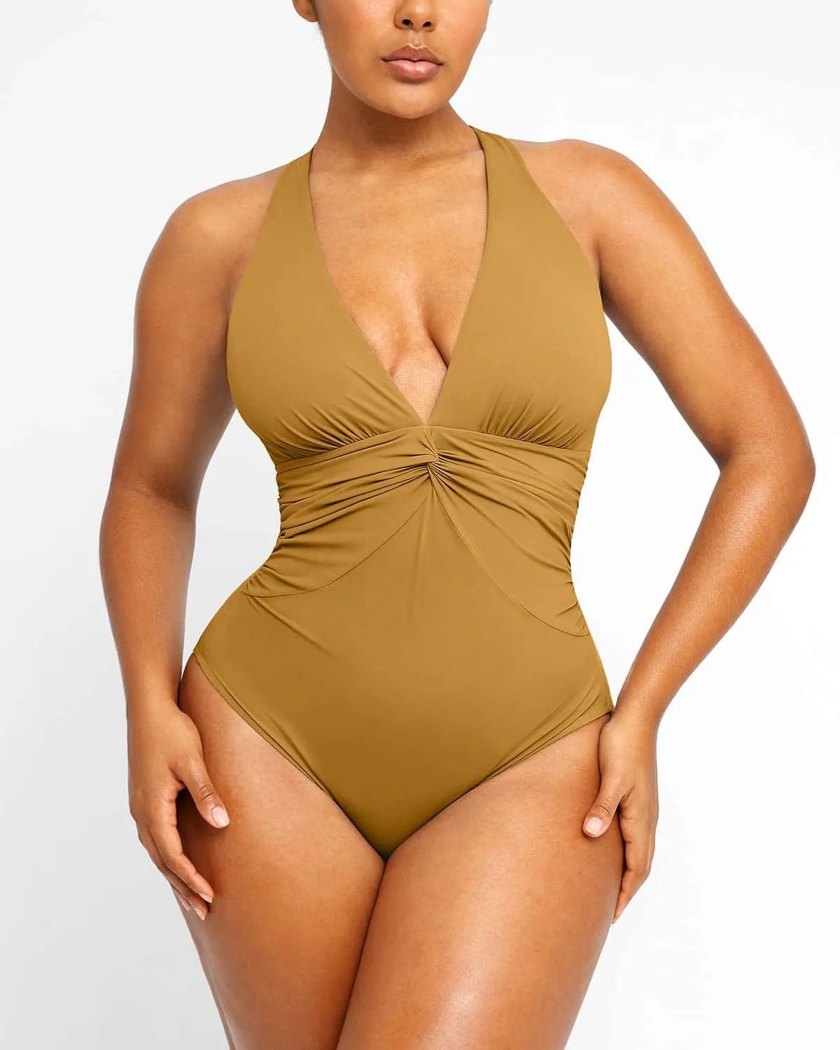 Smart Sculpt™ Ruched Twist-Front Shaping Swimsuit